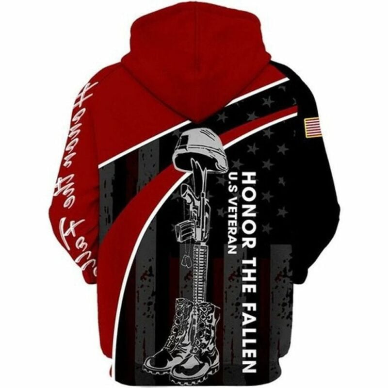 Honor The Fallen U.s Veteran 3d Hoodie
