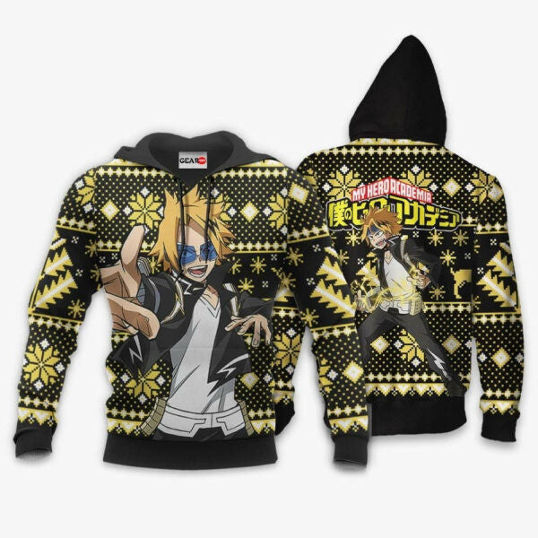 Denki Kaminari Ugly Christmas Sweater Anime My Hero Academia Manga 2k43 Fan Gift Stylist Unisex Cartoon Graphic Outfits Aop 3d Hoodie Zip Hoodie 1611