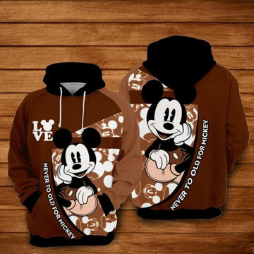 Mickey Mouse Love Never To Old For Mickey Over Print 3d Hoodie Zip Hoodie 1901