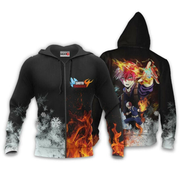 Shoto Todoroki Ice And Fire My Hero Academia Anime 2k53 Fan Gift Stylist Unisex Cartoon 3d Hoodie Zip Hoodie 2777