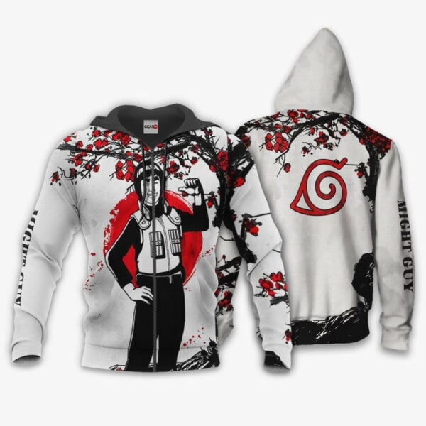 Konoha Might Guy Japan Cherry Blossoms Naruto Anime 1k470 Fan Gift Stylist Unisex Cartoon Graphic Outfits Aop 3d Hoodie, Zip Hoodie 111