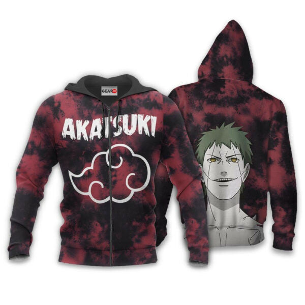 Akatsuki White Zetsu Tie Dye Style Naruto Anime 1k372 Fan Gift Stylist Unisex Cartoon Graphic Outfits Aop 3d Hoodie, Zip Hoodie 1761