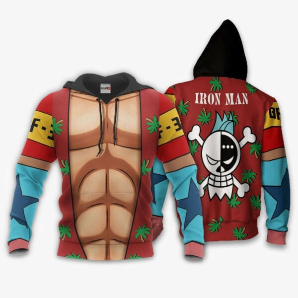 Iron Man One Piece Franky Costume Anime 3k180 Fan Gift Stylist Unisex Cartoon 3d Hoodie Zip Hoodie 568