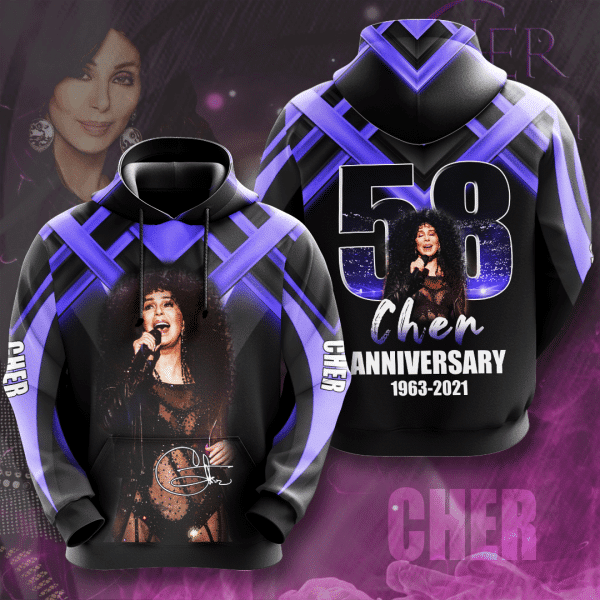 Cher 58th Anniversary 1963 2021 Signature Design Gift For Fan Custom 3d Hoodie All Over Printed Hoodie