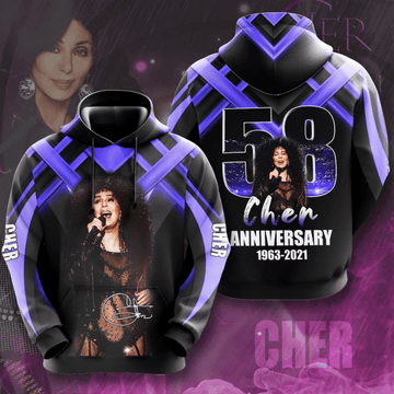 Cher 58th Anniversary 1963 2021 Signature Design Gift For Fan Custom 3d Hoodie All Over Printed Hoodie