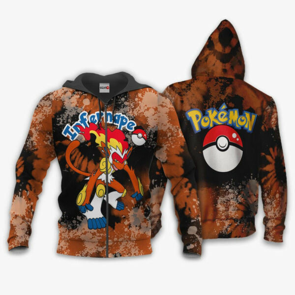 Infernape Anime Pokemon Manga Tie Dye Style 1k782 Fan Gift Stylist Unisex Cartoon Graphic Outfits Aop 3d Hoodie, Zip Hoodie 131