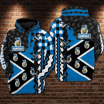 Donald Duck Pattern Patches Disney Over Print 3d Hoodie Zip Hoodie