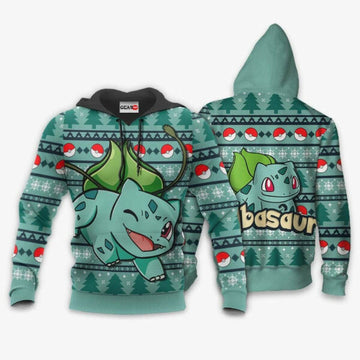 Bulbasaur Ugly Christmas Sweate Anime Pokemon Manga 1k730 Fan Gift Stylist Unisex Cartoon Graphic Outfits Aop 3d Hoodie, Zip Hoodie 891