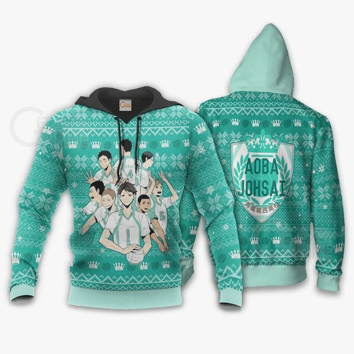 Aoba Johsai Ugly Christmas Haikyuu Anime Manga For Men And Women 3d Hoodie Zip Hoodie