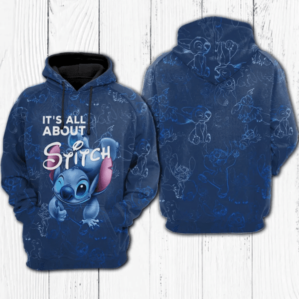 It's All About Stitch And Lilo Ohana 498 Fan Gift Stylist Unisex Cartoon Graphic Outfits Aop Hoodie 216