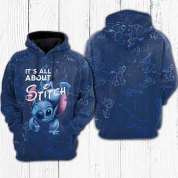 It's All About Stitch And Lilo Ohana 498 Fan Gift Stylist Unisex Cartoon Graphic Outfits Aop Hoodie 216