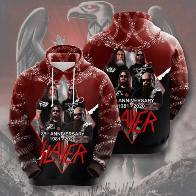 Slayer 39th Anniversary 1981 2020 Signature Design Gift For Fan Custom 3d Hoodie All Over Printed Hoodie