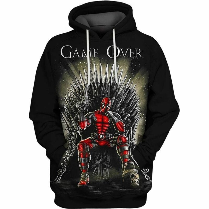 Dead Pool X Game Of Thrones Game Over, Marvel Over Print 3d Hoodie Zip Hoodie