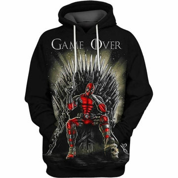 Dead Pool X Game Of Thrones Game Over, Marvel Over Print 3d Hoodie Zip Hoodie