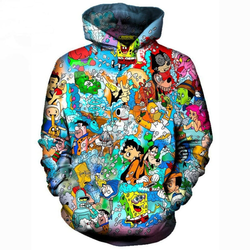 Funny 3d 90s Cartoon Collage Printing Hoodies Cute Anime Hoodie Series Men/women