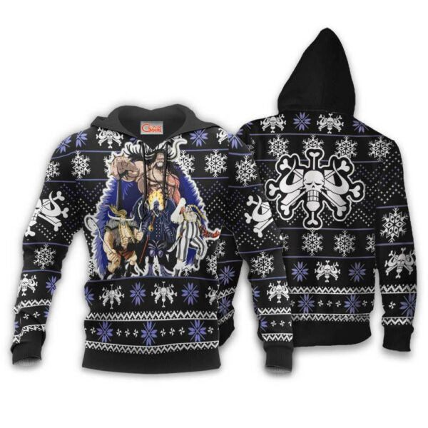 Kaido Beast Pirates Ugly Christmas Sweater One Piece Anime 1k488 Fan Gift Stylist Unisex Cartoon Graphic Outfits Aop 3d Hoodie, Zip Hoodie 7