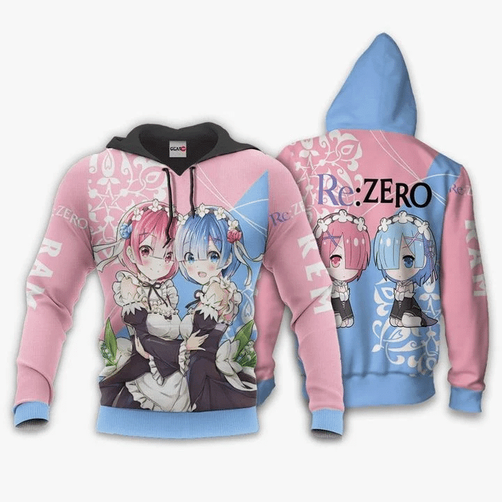 Re Zezo Rem And Ram Anime Manga For Men And Women 3d Hoodie Zip Hoodie