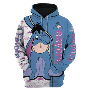 Eeyore Donkey Fan Gift, Eeyore Donkey Stylist Unisex Cartoon Graphic Outfits Gift Aop Hoodie, Zip Hoodie 319