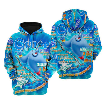 Aladdin Genie Words Pattern Disney Fan Gift Stylist Unisex Cartoon Graphic Outfits Aop Hoodie, Zip Hoodie 267