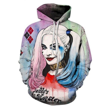 Harley Quinn Dc Comics Batman Over Print 3d Hoodie Zip Hoodie