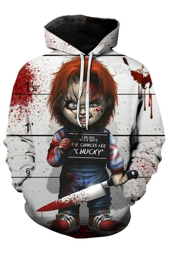 Cool Horror Blood Chucky Doll 3d Printed Sport Loose Pullover Hoodie