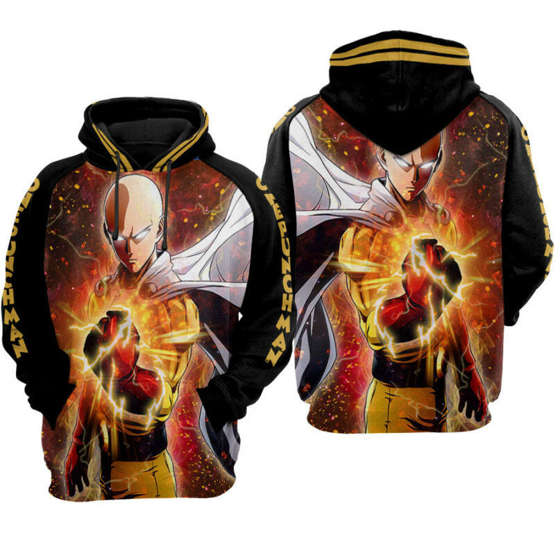 One Punch Man Black Hoodie Zip Hoodie 3