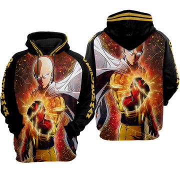 One Punch Man Black Hoodie Zip Hoodie 3