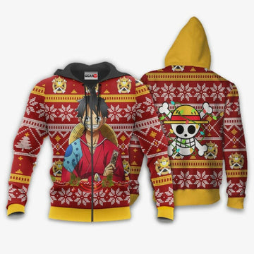Luff Ugly Christmas Sweater One Piece Anime 1k510 Fan Gift Stylist Unisex Cartoon Graphic Outfits Aop 3d Hoodie, Zip Hoodie 1118