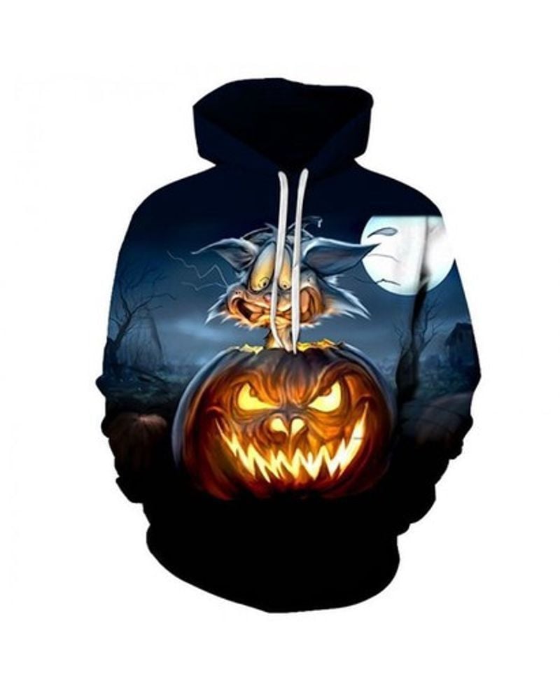 Light Pumpkin Halloween All Over Printed 3d Hoodie