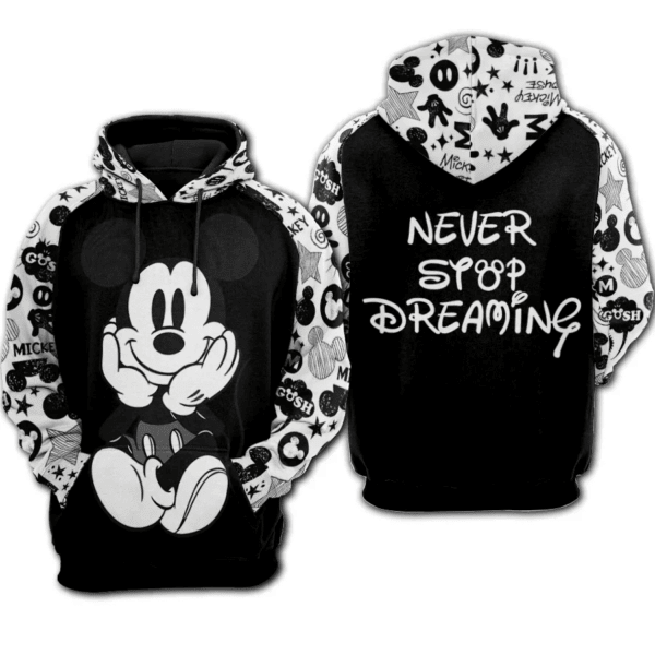 Mickey Mouse Disney Never Syop Dreaming 501 Fan Gift Stylist Unisex Cartoon Graphic Outfits Aop Hoodie 2109