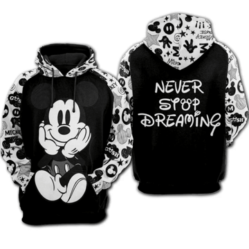 Mickey Mouse Disney Never Syop Dreaming 501 Fan Gift Stylist Unisex Cartoon Graphic Outfits Aop Hoodie 2109