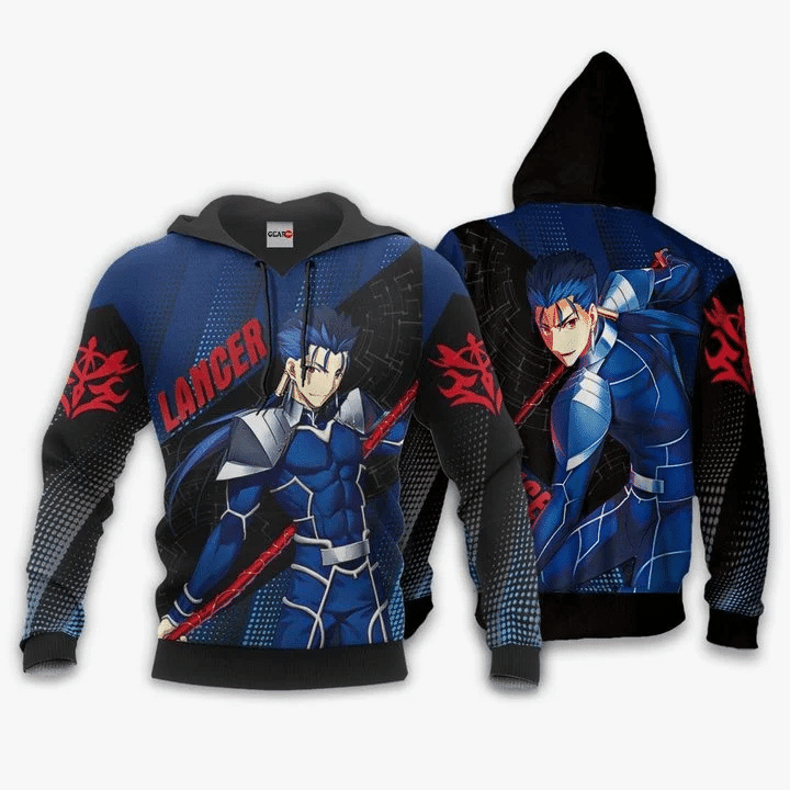 Lancer Anime Manga Fate Stay Night For Men And Women 3d Hoodie Zip Hoodie