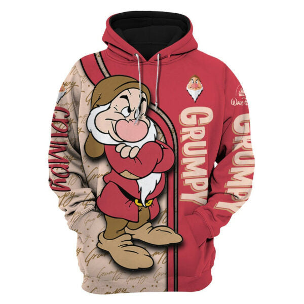 Grumpy Dwarf Disney Fan Gift, Grumpy Dwarf Stylist Unisex Cartoon Graphic Outfits Gift Aop Hoodie, Zip Hoodie 481