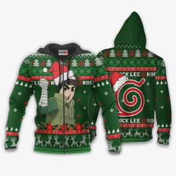 Rock Lee Ugly Christmas Naruto Anime 1k425 Fan Gift Stylist Unisex Cartoon Graphic Outfits Aop 3d Hoodie, Zip Hoodie 2063