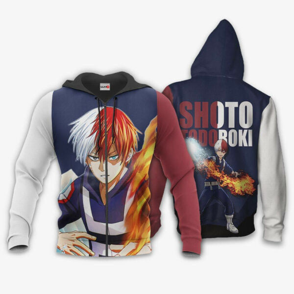 Shoto Todoroki Ice Fire My Hero Academia Anime 2k988 Fan Gift Stylist Unisex Cartoon 3d Hoodie Zip Hoodie 2512