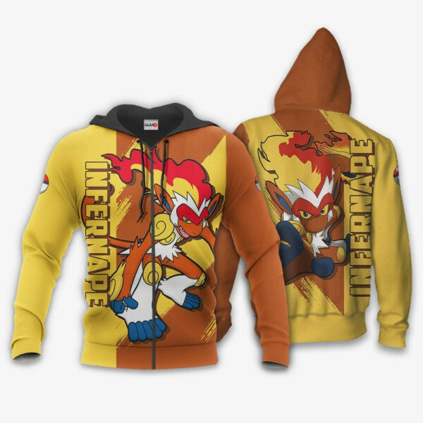 Infernape Anime Pokemon Manga 1k834 Fan Gift Stylist Unisex Cartoon Graphic Outfits Aop 3d Hoodie Zip Hoodie 829