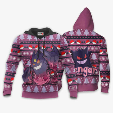 Gengar Ugly Christmas Sweater Anime Pokemon Manga 1k778 Fan Gift Stylist Unisex Cartoon Graphic Outfits Aop 3d Hoodie, Zip Hoodie 1415