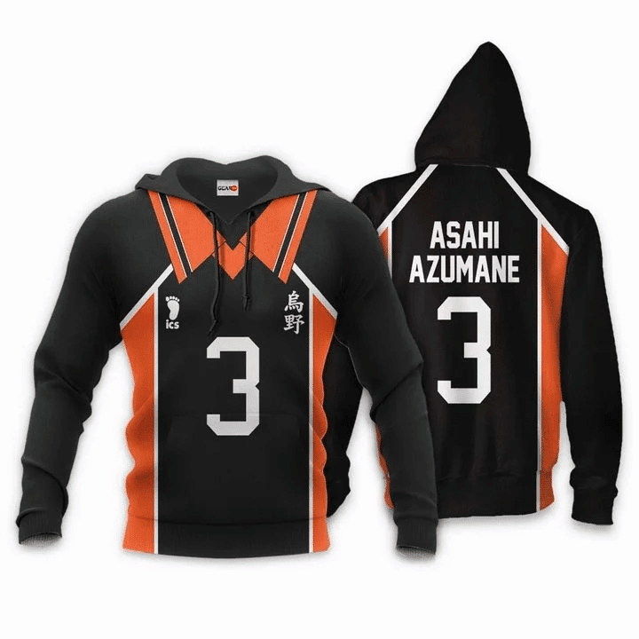 Karasuno Asahi Azumane Anime Manga Haikyuu Number 3 For Men And Women 3d Hoodie Zip Hoodie