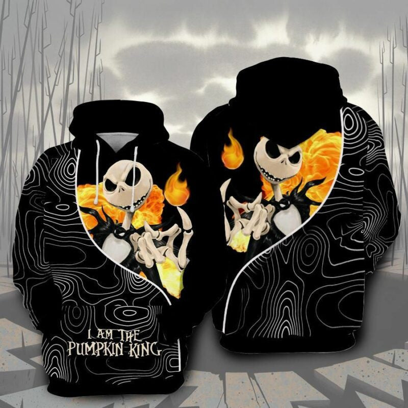 Jack Skellington I Am The Pumpkin King Over Print 3d Hoodie Zip Hoodie