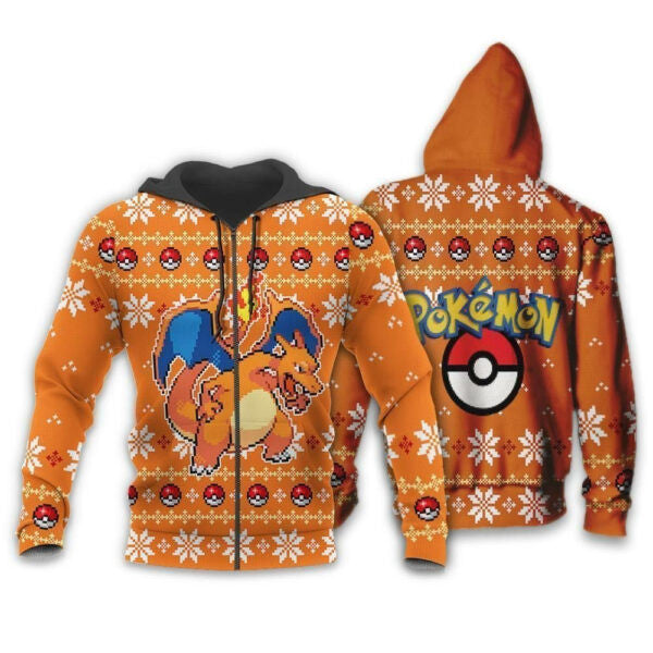 Charizard Anime Pokemon Manga Ugly Christmas Sweater 1k814 Fan Gift Stylist Unisex Cartoon Graphic Outfits Aop 3d Hoodie Zip Hoodie 1488
