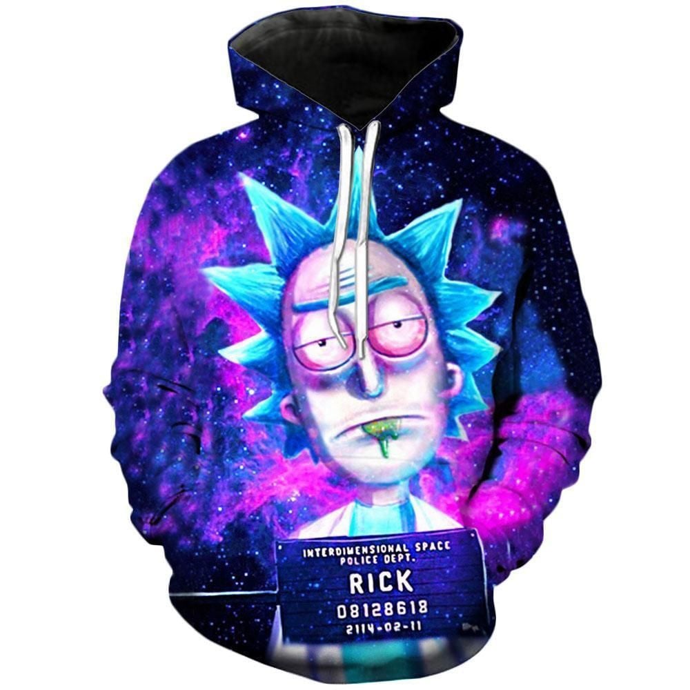 Cartoon Rick And Morty Interdiwensional Spacc Police Oept Over Print 3d Hoodie Zip Hoodie 903