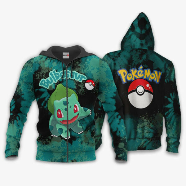 Bulbasaur Anime Pokemon Manga Tie Dye Style 1k728 Fan Gift Stylist Unisex Cartoon Graphic Outfits Aop 3d Hoodie, Zip Hoodie 1111