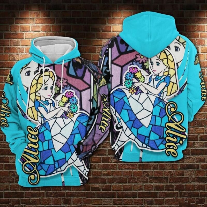 Cartoon Alice Alice In Wonderland Over Print 3d Hoodie Zip Hoodie