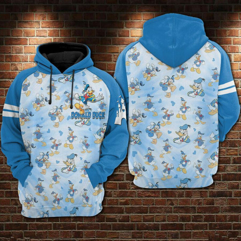 Disney Donald Duck Pattern 3d Hoodie Zip Hoodie