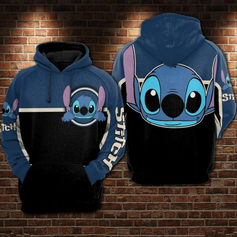 Stitch Cartoon Lilo And Stitch 5 Over Print 3d Hoodie Zip Hoodie