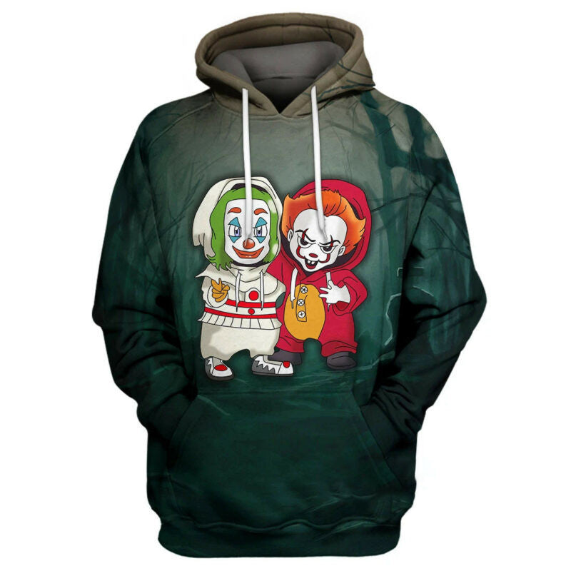 Joker It Hoodie Joker &amp; Pennywise 3d Hoodie Zip Hoodie