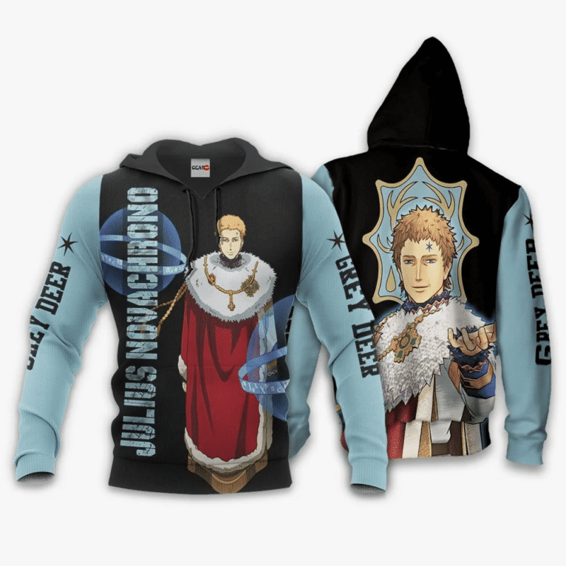 Julius Novachrono Anime Manga Black Clover Grey Deer For Men And Women 3d Hoodie Zip Hoodie