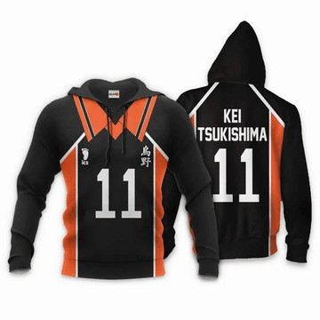 Karasuno Kei Tsukishima Anime Manga Haikyuu Number 11 For Men And Women 3d Hoodie Zip Hoodie
