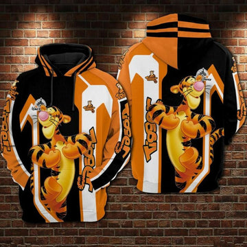 Tigger Cartoon Winnie The Pooh Walt Disney 2 Over Print 3d Hoodie Zip Hoodie