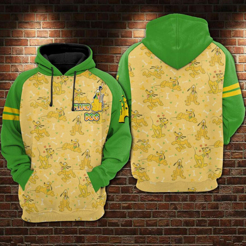 Walt Disney Pluto Dog Cartoon Unisex 3d Hoodie Zip Hoodie